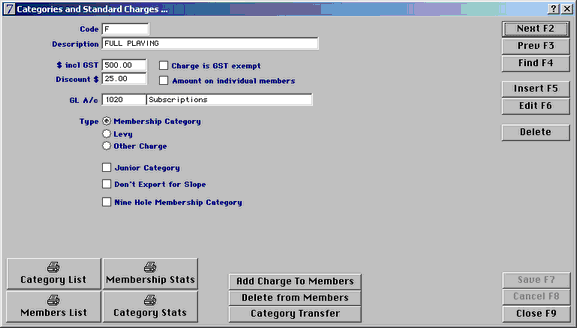 categories and standard charges